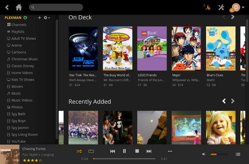 My Plex home screen as it appears in a web browser