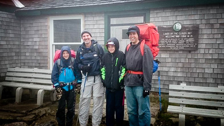 About to leave Lakes of the Clouds Hut on the 3rd day.