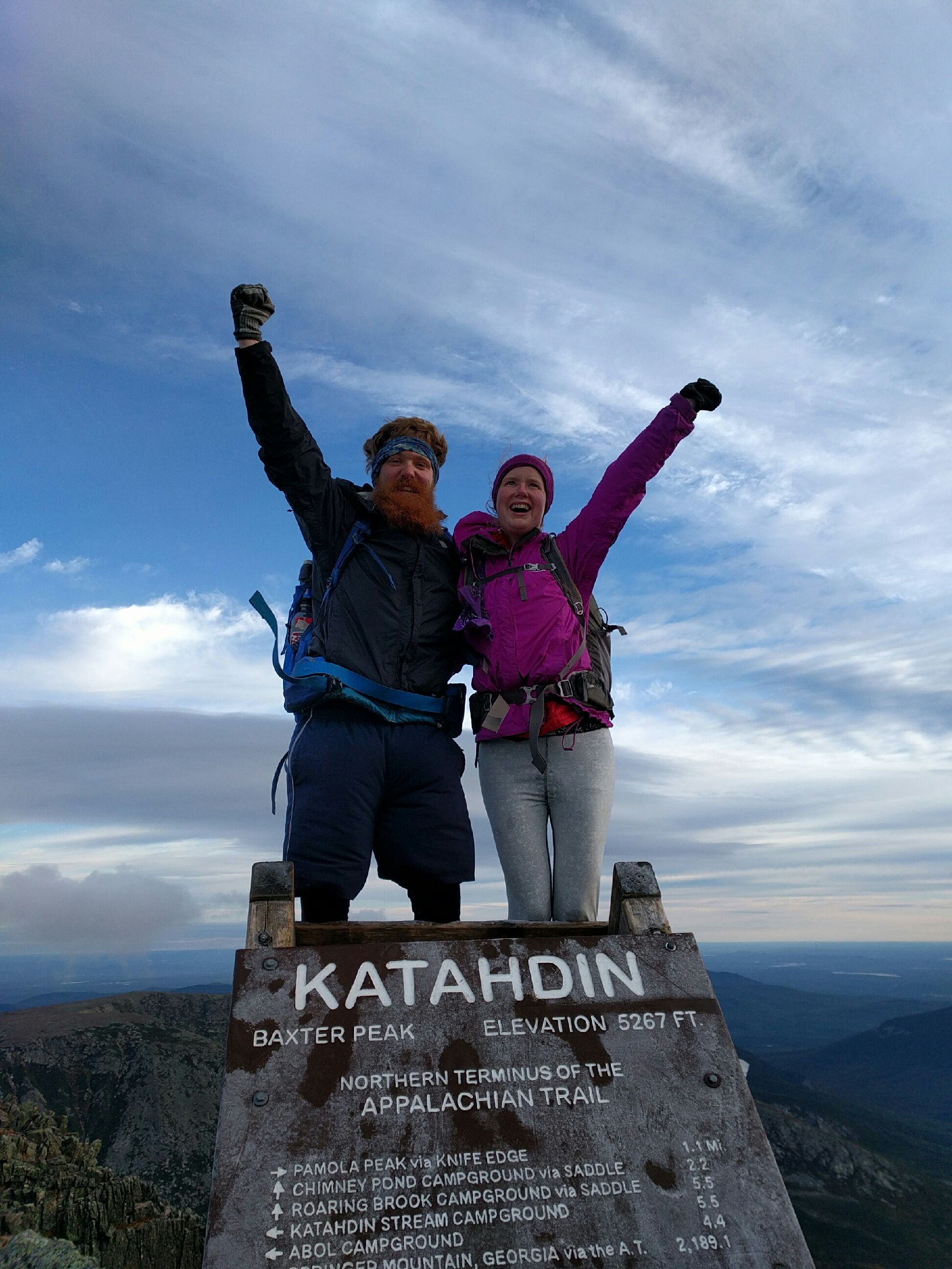 Optimist and Purple Mist at the end of the Appalachian Trail